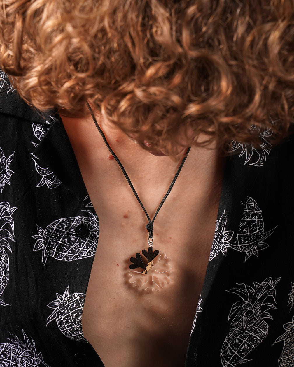 Handmade Ebony wood resin Snowflake pendant with sterling silver chain or string , best woman handmade gift Necklace, best necklace for boyfriend or girlfriend.