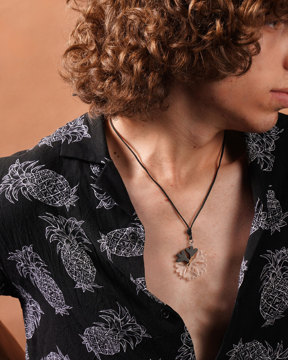 Handmade Ebony wood resin Snowflake pendant with sterling silver chain, best woman handmade gift Necklace, best necklace for boyfriend or girlfriend.