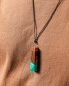 Wood resin Emerald Charm Pendant and Bracelet set and easily adjustable for any wrist size. best gift One of a kind